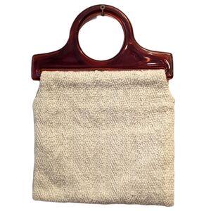 VINTAGE Boho cream carpet bag